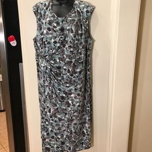Connected Apparel Blue Green Circle Print Dress